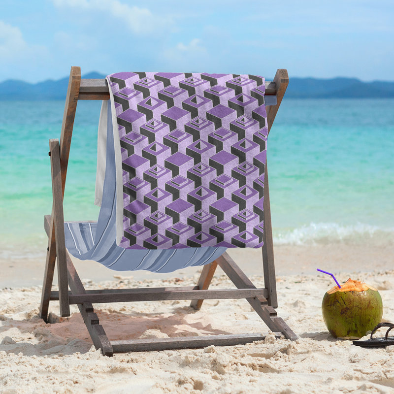 Serviette de plage classique gratte-ciels, Mauve / Noir