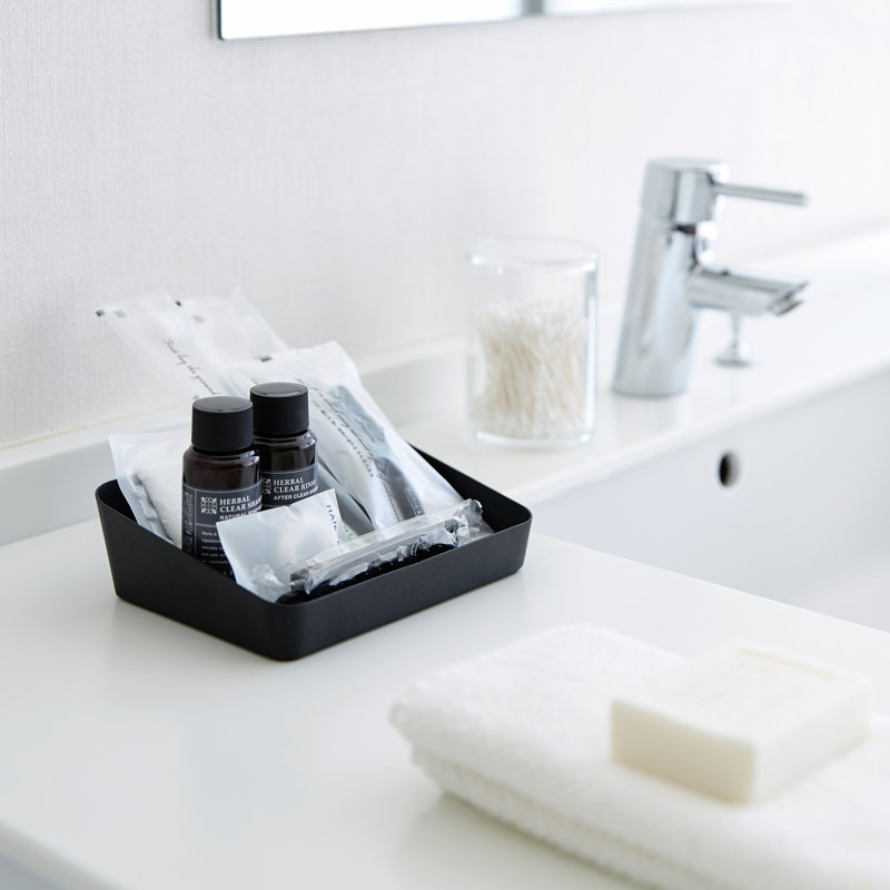 Plateau de coiffeuse Yamazaki Home, peu encombrant, acier, grand, Noir, H 2 po x l 6,9 po x P 5,3 po