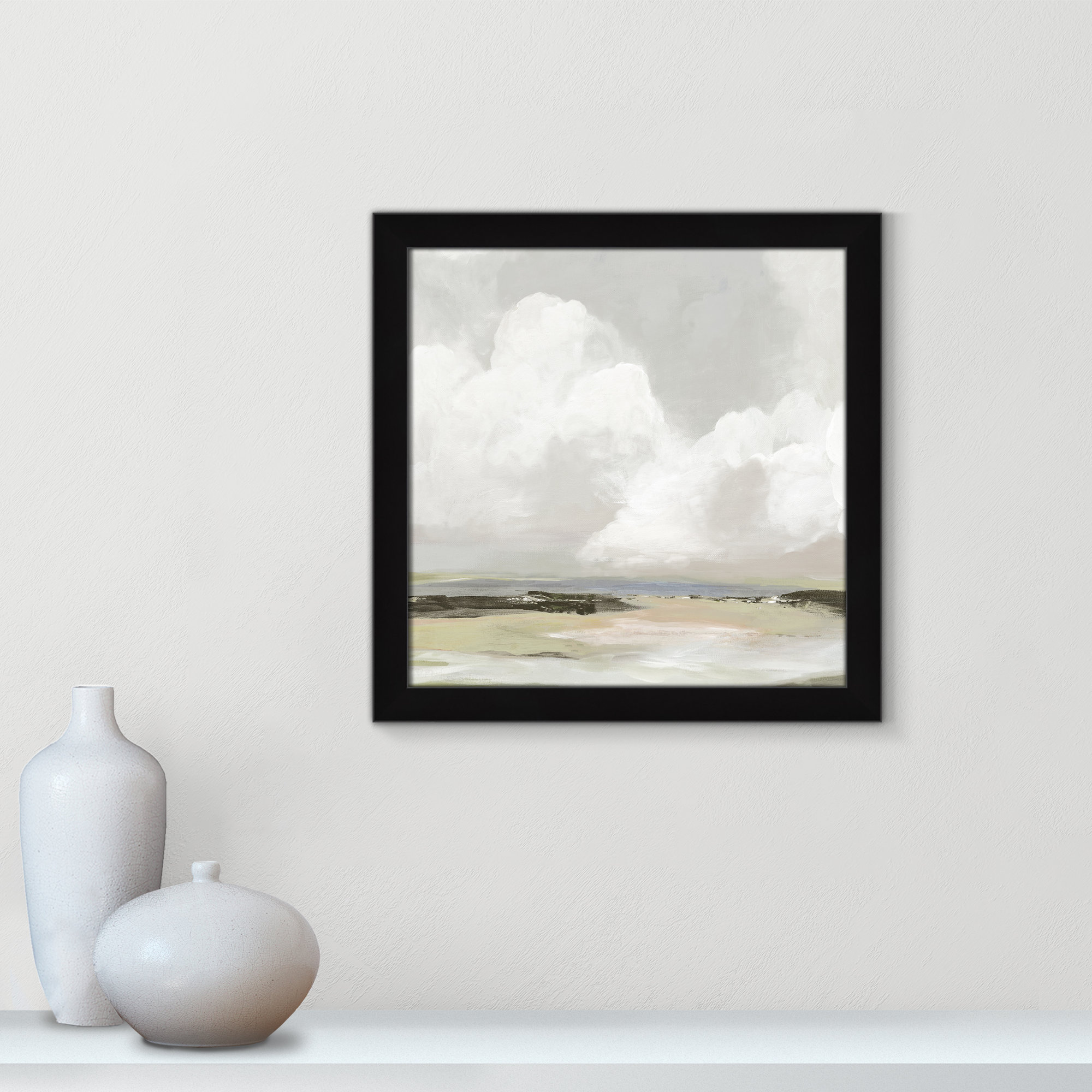 Soft Clouds - Picture Frame Painting Print, Black Framed, 18" H x 18" W x 1.12" D