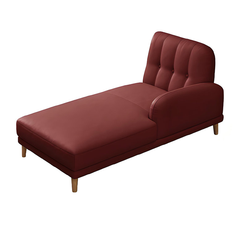 Chaise longue inclinable en simili cuir, Accoudoir à gauche (vu de face), Rouge datte