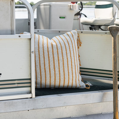Foreside Home & Garden 20x20 Hand Woven Ochre Striped Filled Throw Pillow