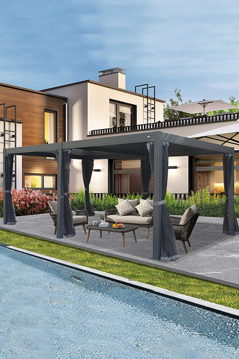 20x12Ft Aluminum Louvered Roof Pergola