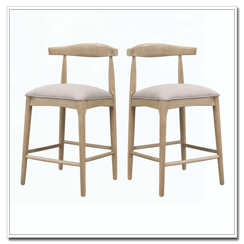 Tabouret de bar en bois, Siège gris / structure en bois