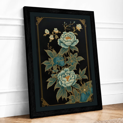 Peonies and Gold Botanical - Framed Print