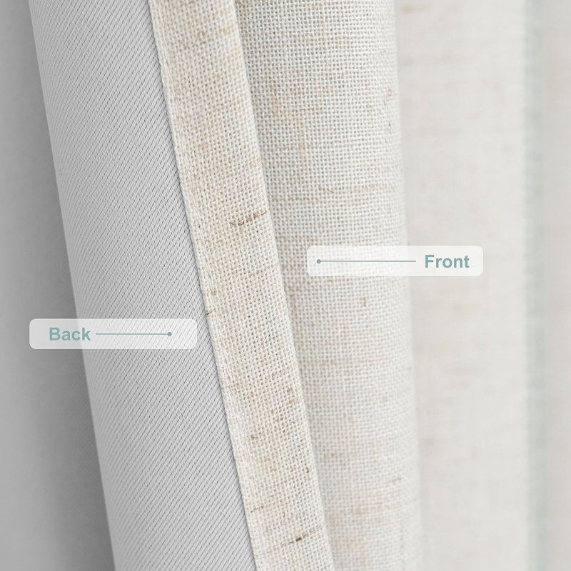Blackout Curtain Pair, 52" W x 84" L, Jade Green Stripe/Light Linen
