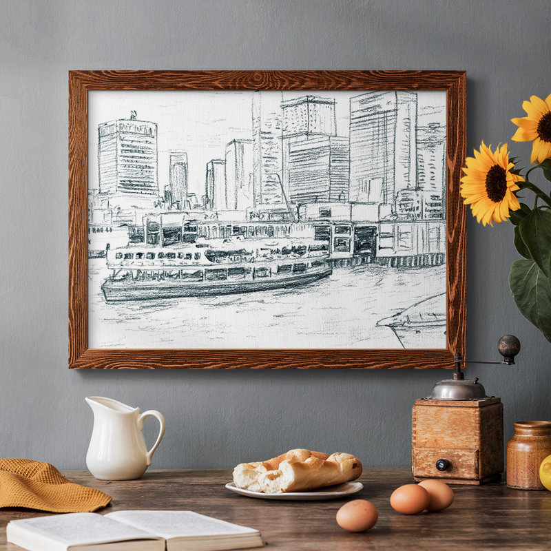 Ferrybatches IV, peinture sur toile encadrée, Érable, H 22 po x l 32 po x P 1,5 po