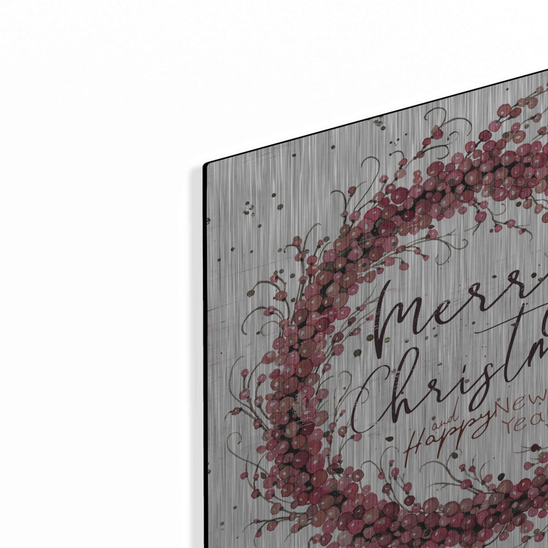 «Merry Christmas Berry Wreath» par Cindy Jacobs, art mural en métal, H 12 po x l 12 po