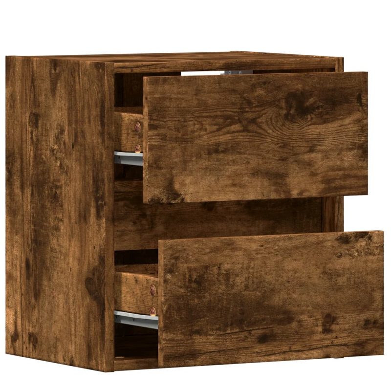41cm W Manufactured Wood Bedside Table, Smoked Oak