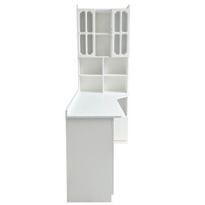 Bureau d'étude en coin blanc en L
