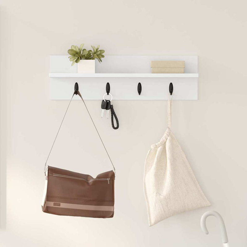 Wall-Mounted Coat Rack 60 X 10.5 X 18 Cm, White