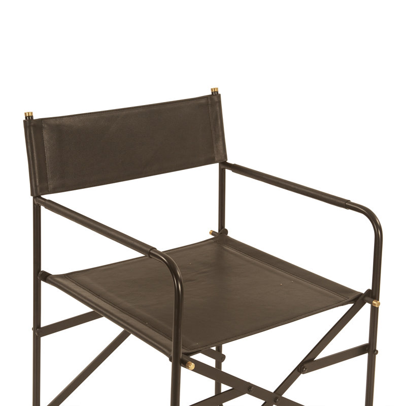 Lund 19" Director's Chair In Black Leather, Black