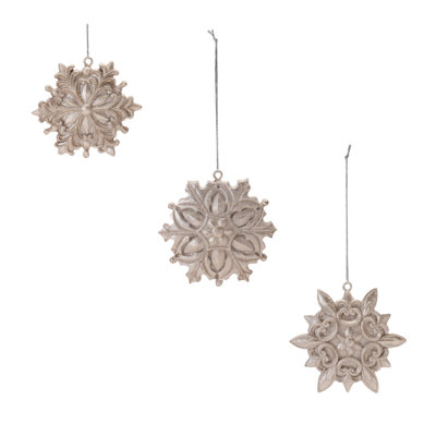 Ornement en forme de flocon de neige champagne orné (ensemble de 12)