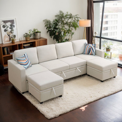 ACG- 102" Sackcloth 6-Piece Living Room Sofa Bed