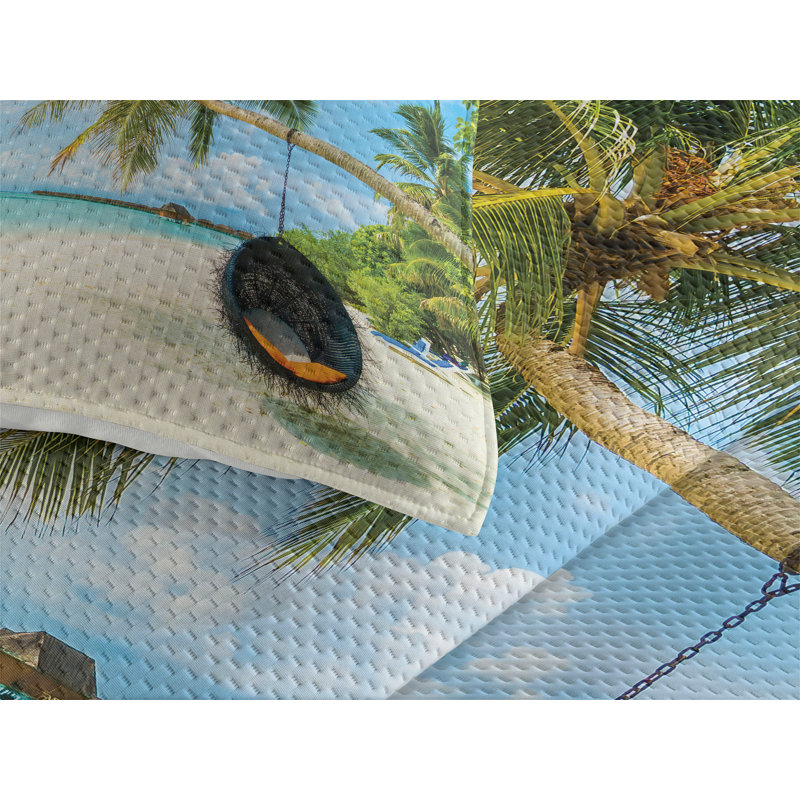 Hypnotic Coastal Polyester Coverlet, King Bedspread + 2 Shams