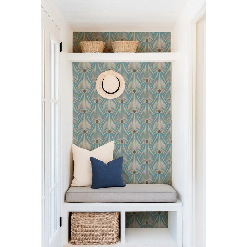 Plume Carlyle - Papier peint, Bijou bleu, Peler et coller, Self-adhesive