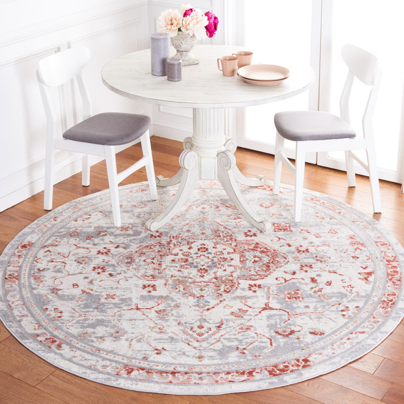 Tapis oriental ivoire / rouille, Rond 6 pi 7 po