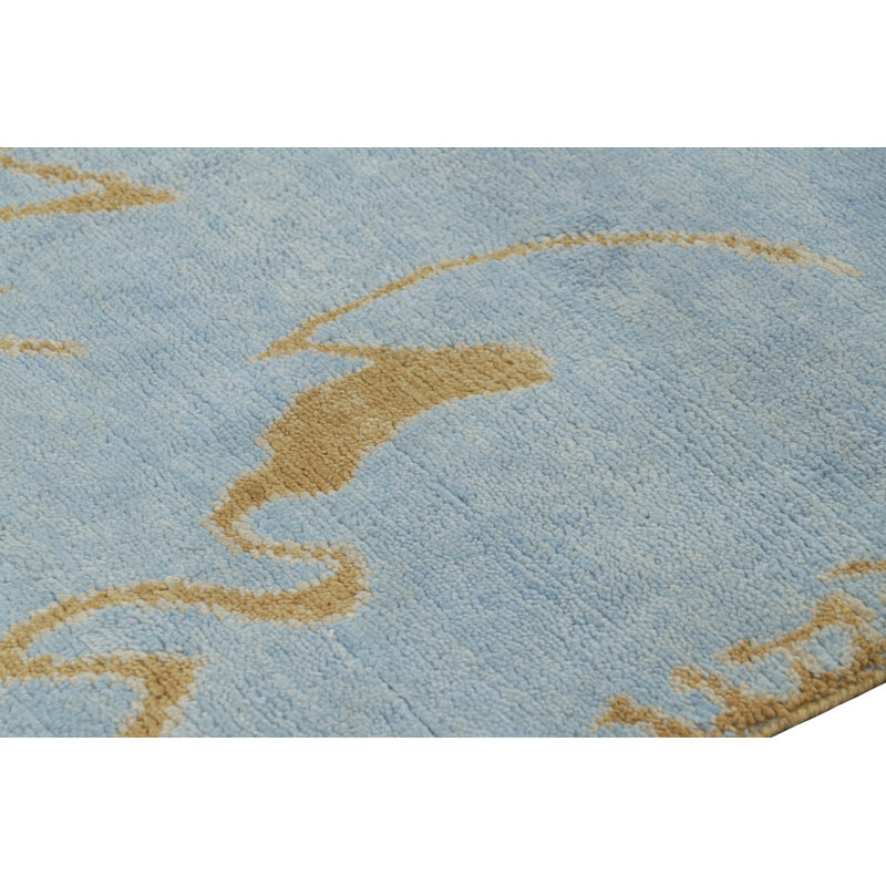 Art Deco Hand Knotted Wool Geometric Area Rug, Rectangle 9' x 12'