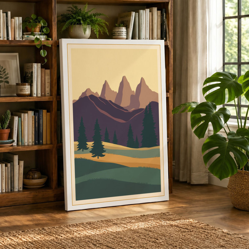 Mountain Path Scandinavian - Wrapped Canvas, 30x20 - 76.2 x 50.8 cm, Black Border