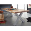 Iron Label Acacia Rectangular Wood Top Dining Table-47530163-47530157