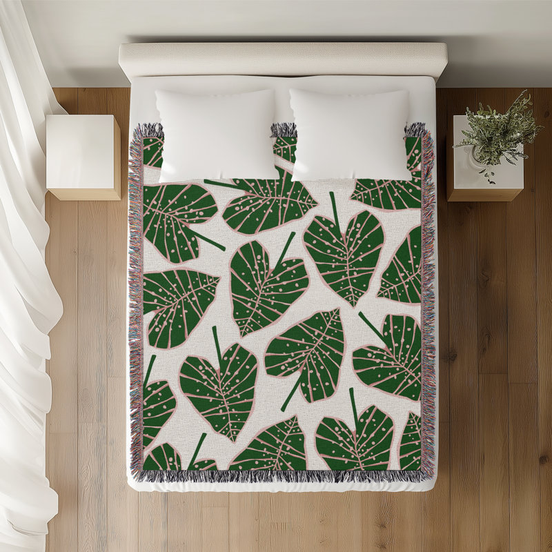 Jeté en coton Caladium, 50 x 70, Vert