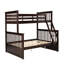 Lit double simple en bois massif avec style transitionnel, finition cerisier, conception à lattes et angle d'accès frontal, 68 po de hauteur, pour lit superposé couleur bois, 60 po de largeur, 81 po de profondeur