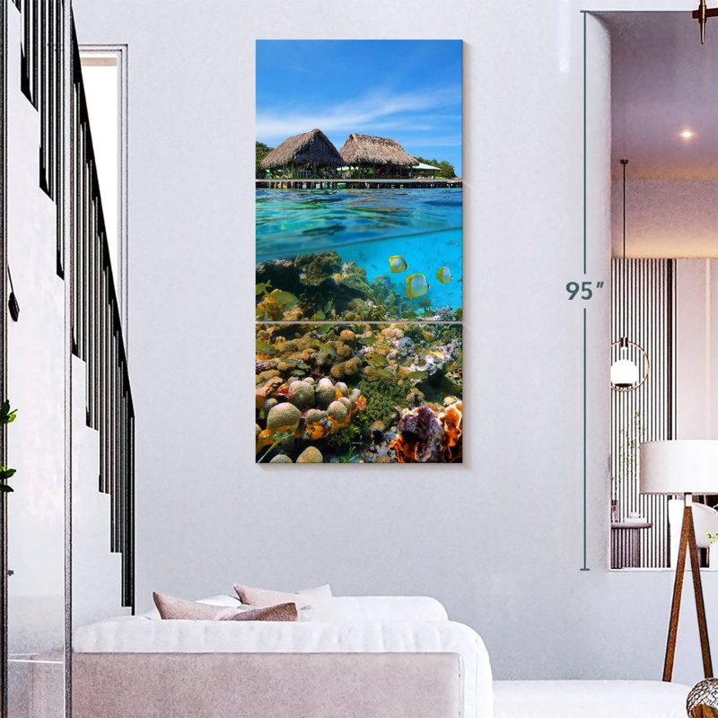 Paysage sous-marin des Caraïbes, H 75 po x l 36 po