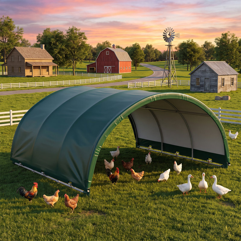 Abri pour animaux 10 pi x 10 pi vert foncé de style rond, 12 pi x 12 pi
