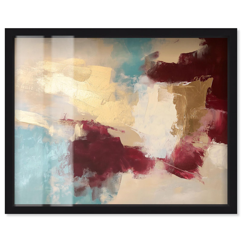 Crimson Tide I Shadowbox Print Abstract Decor par Art Remedy, H 31 po x l 37 po, Noir