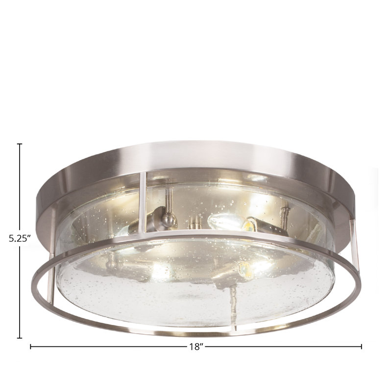 Plafonnier encastré, avec verre, À bulles, Nickel brossé, H 5,25 po x l 5,25 po x P 18 po