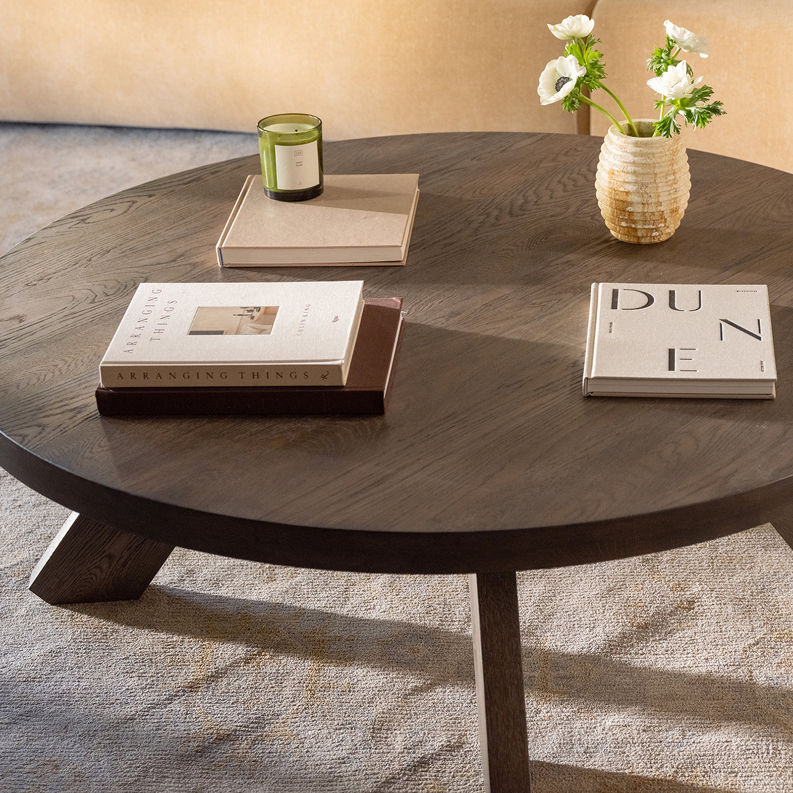 Roberto Solid Wood Single Coffee Table, Dark Brown Wood