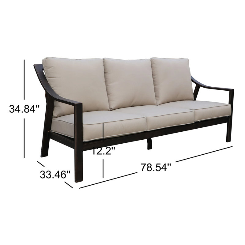 Canapé d'extérieur avec coussins Velva Mackinnon, Taupe, Bronze Liberty