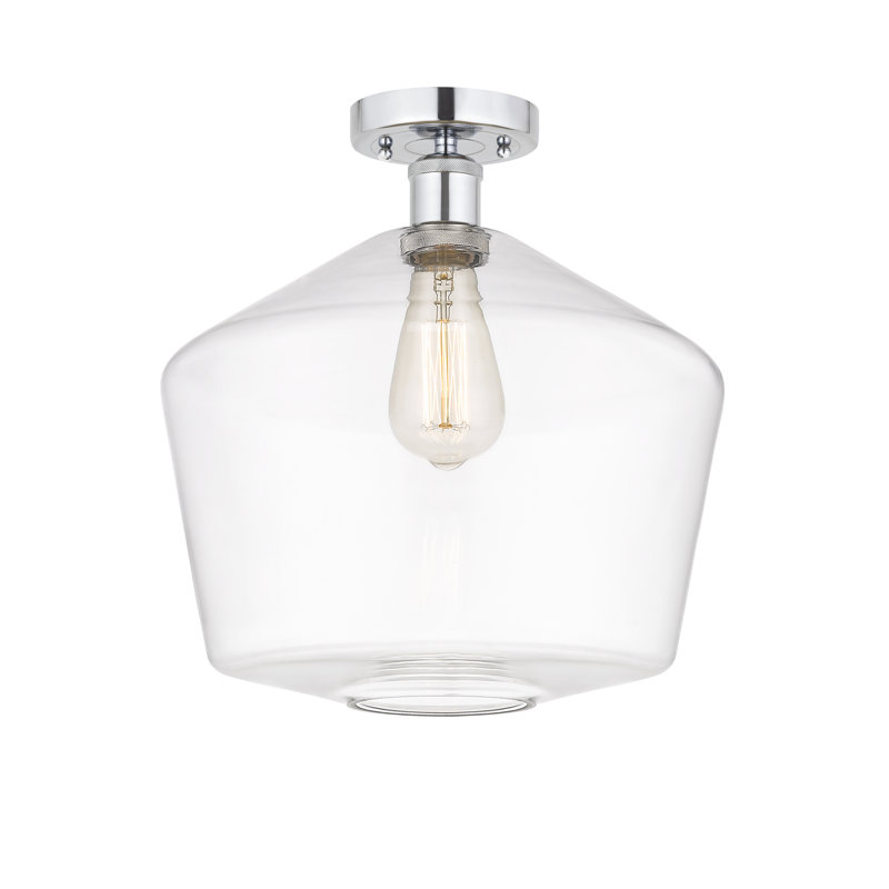 Plafonnier semi-encastré en verre Amylea, Transparent, Chrome poli