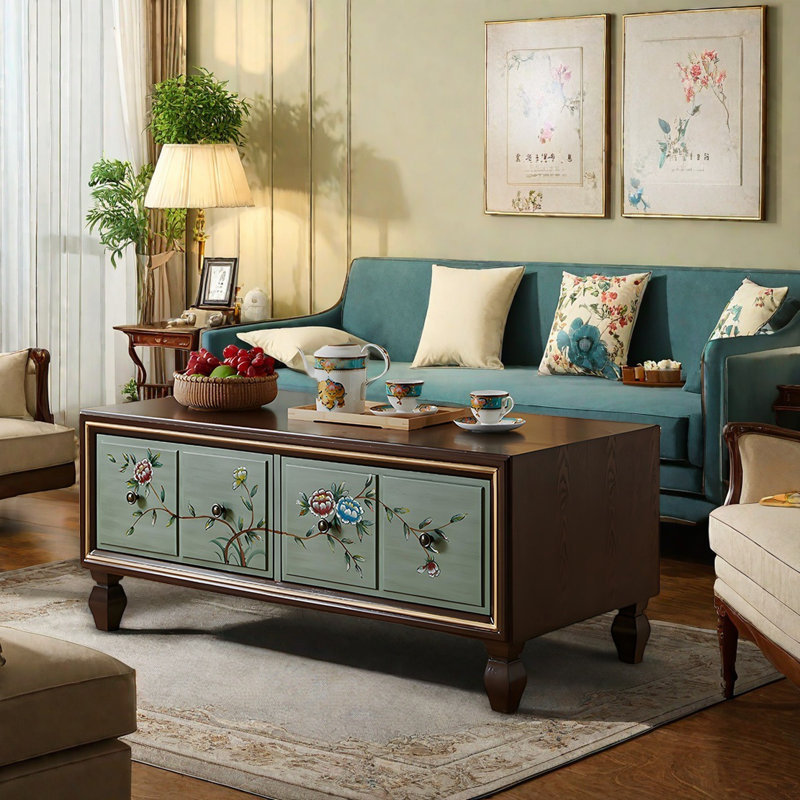 American retro painted coffee table