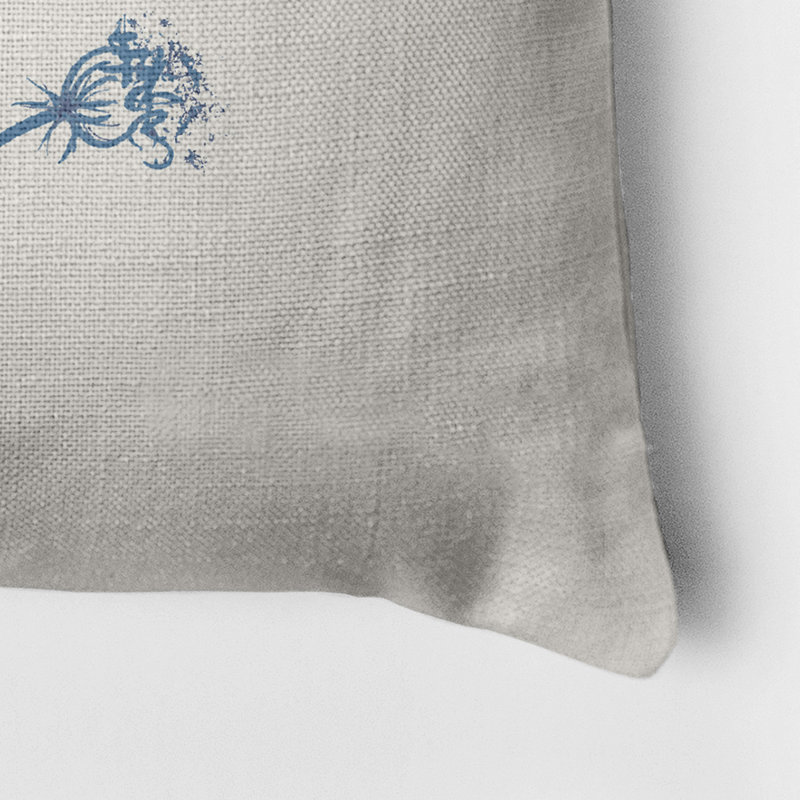 Floral Reversible Throw Pillow, Navy Blue