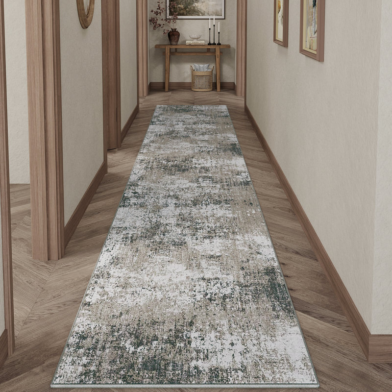 Sarah Machine Washable  Abstract  Area Rug With Non-Slip Backing, Runner 2' x 8'