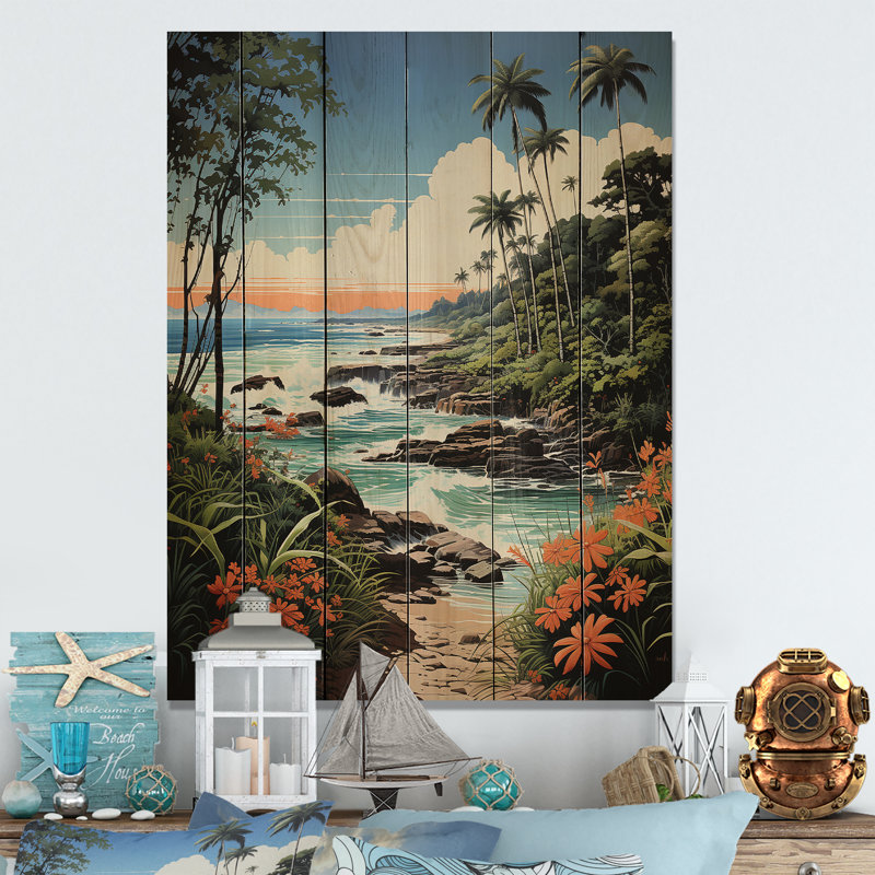 Coastaltropical Tropical Paradise I sur impression sur bois, H 20 po x l 10 po x P 0,78 po