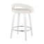 Tabouret de bar à hauteur fixe avec pivot en bois blanc et similicuir blanc avec repose-pieds rond chromé - ensemble de 2-2083276986-2083276990