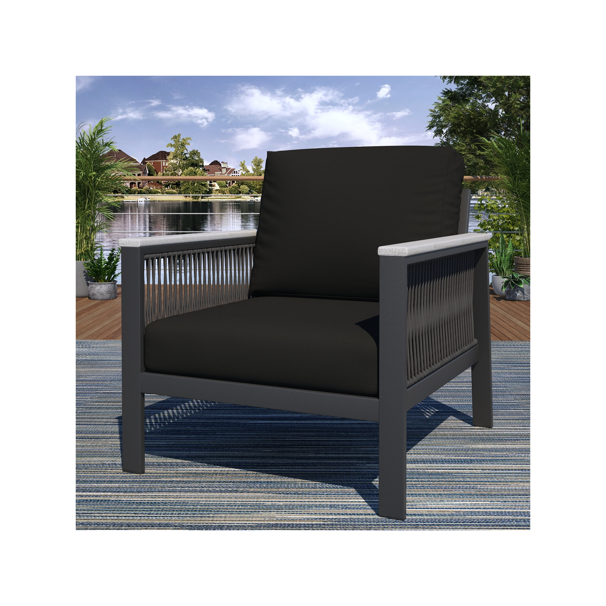 Townsend Patio Chair with Sunbrella® Cushions, Canvas Black Sunbrella® Canvas