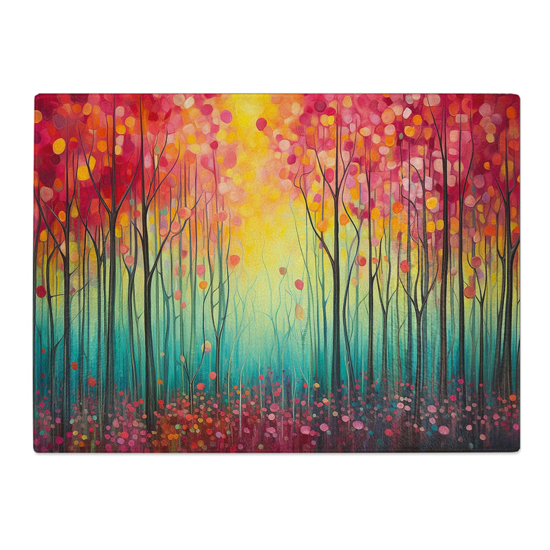Spring Forest Colour Field  Glass Chopping Board