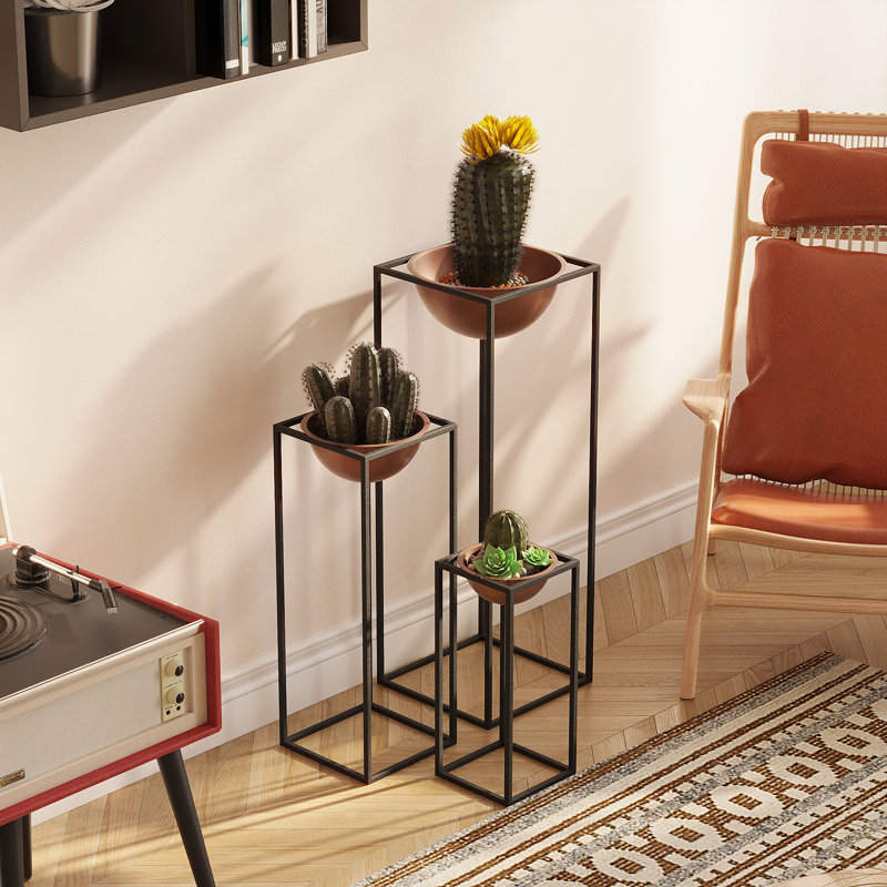 Becontree Elegant Metal Decorative Pot Set (3 Pieces) | Black & Copper | Dimensions: 10.6 x 31.5 in (Large), 8.7 x 23.6 in (Medium), 6.7 x 15.7 in (Small) | 100% Durable Metal | Perfect for Indoor & Outdoor Décor