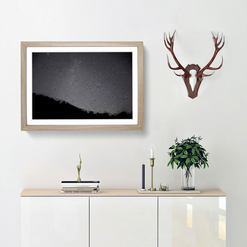 Stars over the Lake District - Picture Frame Graphic Art Print, 48cm H x 65cm W x 2cm D, Oak Framed