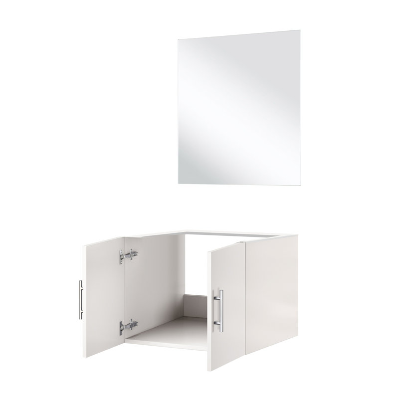 Meuble-lavabo blanc l 24 po x P 22 po avec miroir de 18 po - rangement spacieux, entièrement assemblé, installation facile avec miroir de 24 po x 22 po