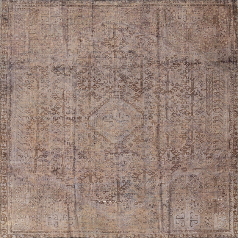 Tapis traditionnel gris / rose clair Theilson, Carré 3 pi