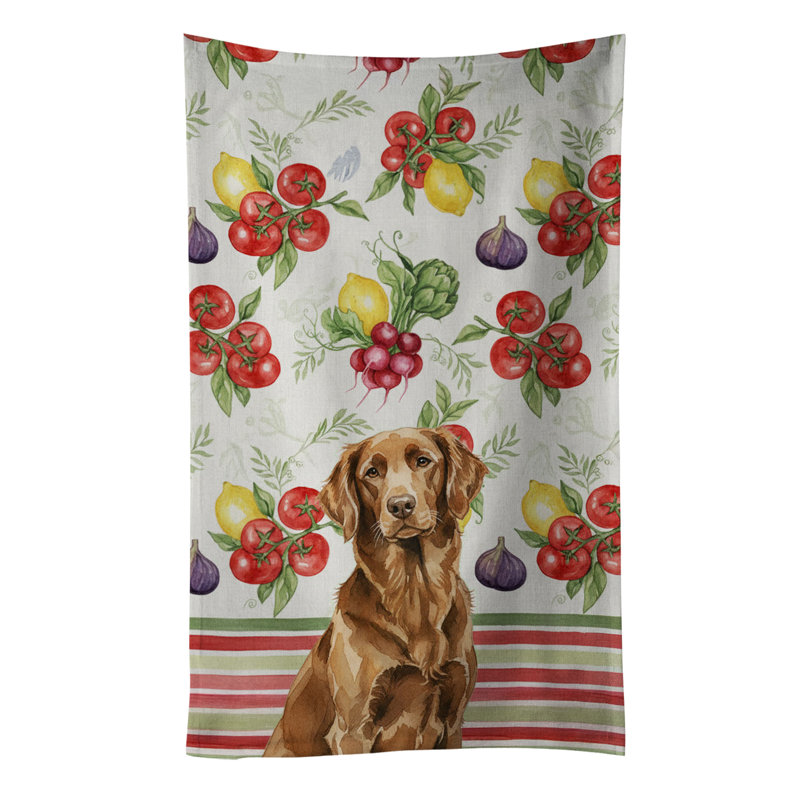 Liver Flat-Coated Retriever Vegetables Kitchen Towel, Liver Flat-Coated Retriever