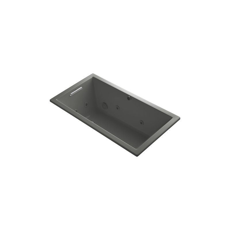 60" x 32" Drop In Whirlpool Acrylic Bathtub with Heater, Thunder Gray