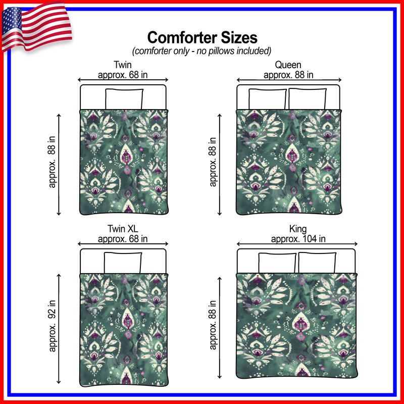 Floral Damask Pattern Comforter, Queen