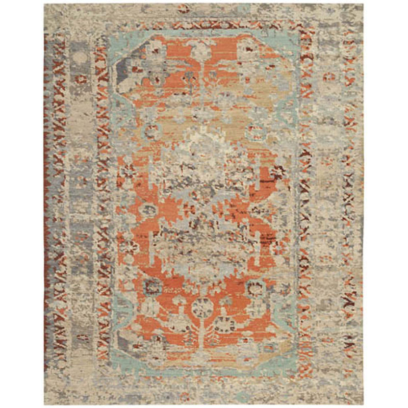 Tapis transitionnel rectangulaire en laine noué à la main