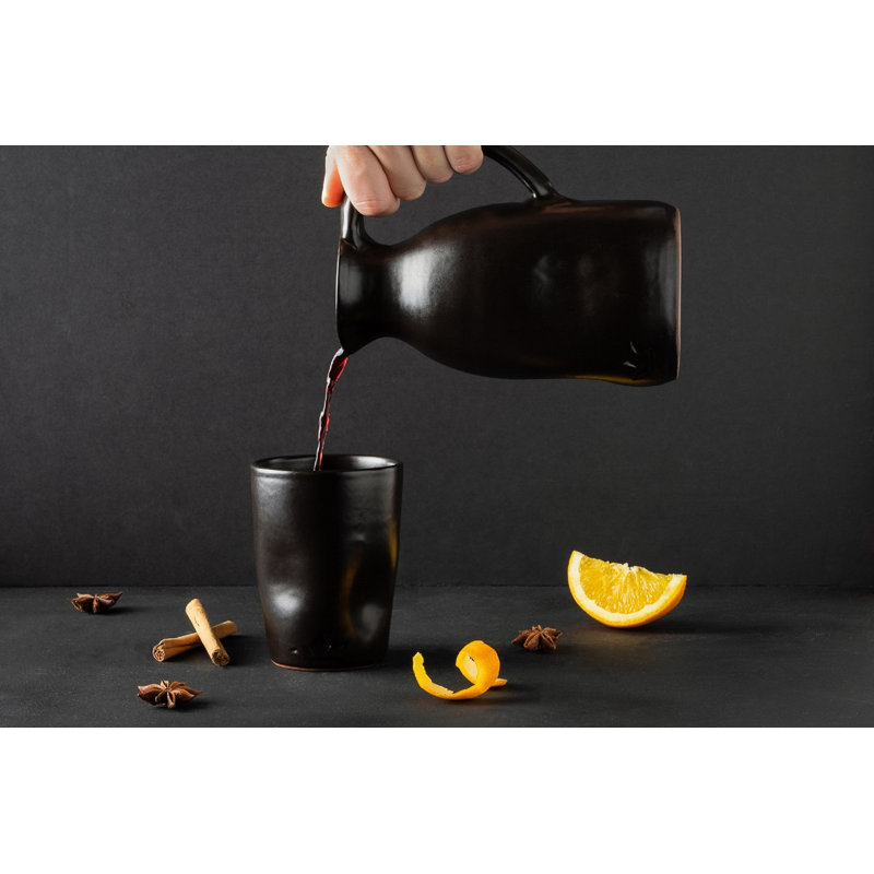 Ensemble de 4 tasses en céramique dentées, Noir