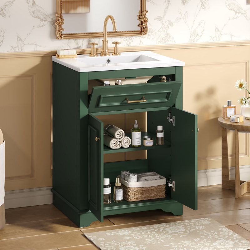 Meuble-lavabo 24 po avec lavabo en céramique intégré, Green