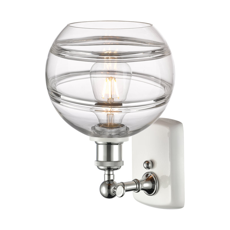 Applique murale 1 lumière Ballston Bienes, Transparent, H 10,88 po x l 8 po x P 8,13 po, Chrome poli blanc